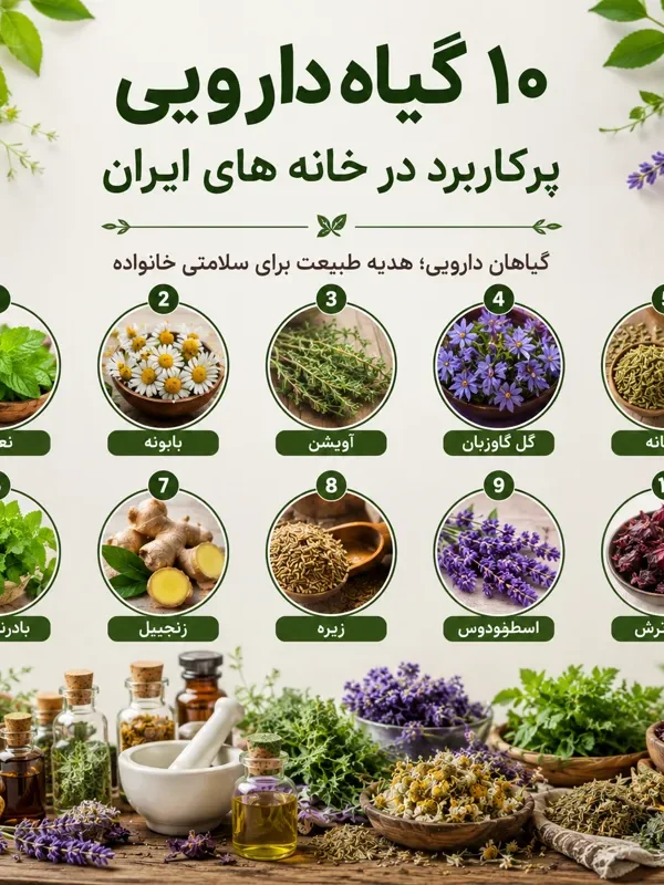 ۱۰ گیاه دارویی پرکاربرد در خانه‌های ایران